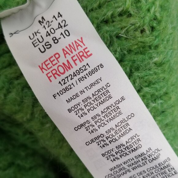 Topshop Mock Neck Oversized Chunky Knit Tunic Sweater Longline M 8/10 Green Cozy - Picture 8 of 14